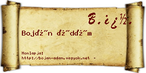 Boján Ádám névjegykártya